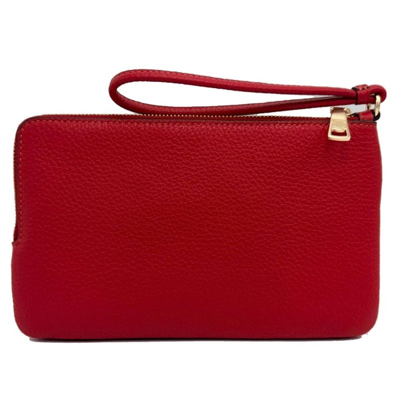 [全新] COACH 素面牛皮長夾式雙層大手拿包/零錢包(紅)-2