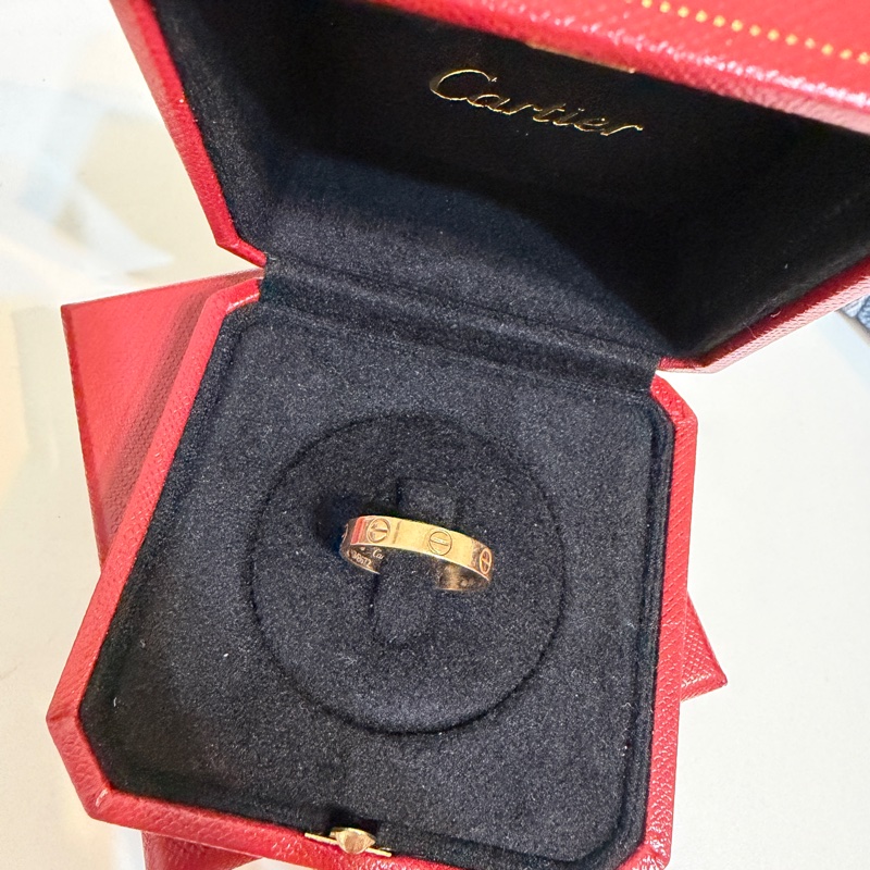 Cartier love窄版玫瑰金戒指 51號-0