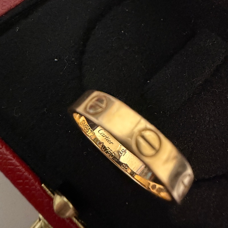 Cartier love窄版玫瑰金戒指 51號-2