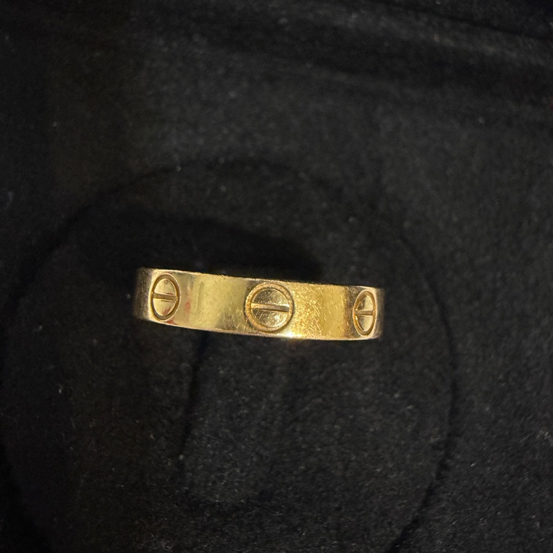 Cartier love窄版玫瑰金戒指 51號-8