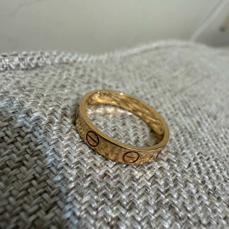 Cartier love窄版玫瑰金戒指 51號-4