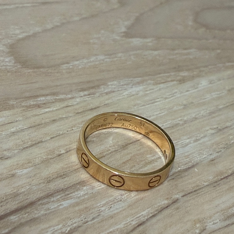 Cartier love窄版玫瑰金戒指 51號-6