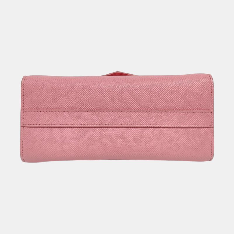 PRADA Monochrome粉色牛皮十字紋斜挎包銀色五金-5