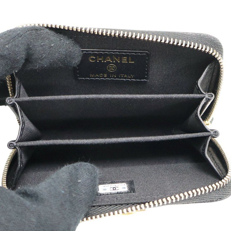 黑色 菱格紋 牛皮 BOY 拉鍊 零錢包【CHANEL 香奈兒】-4