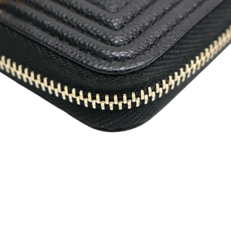 黑色 菱格紋 牛皮 BOY 拉鍊 零錢包【CHANEL 香奈兒】-9