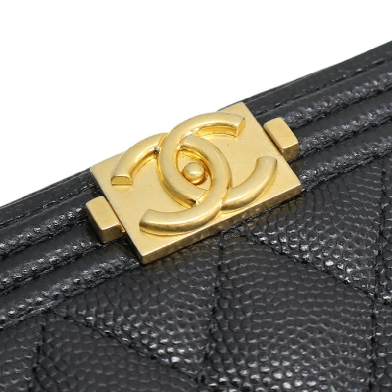 黑色 菱格紋 牛皮 BOY 拉鍊 零錢包【CHANEL 香奈兒】-11