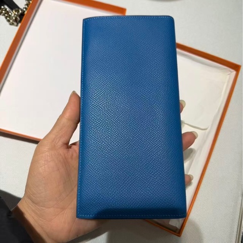 愛馬仕 Hermès Epsom 皮長夾｜藍色｜極簡無扣設計｜男生女生都適合