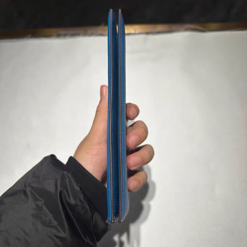 愛馬仕 Hermès Epsom 皮長夾|藍色|極簡無扣設計|男生女生都適合-3