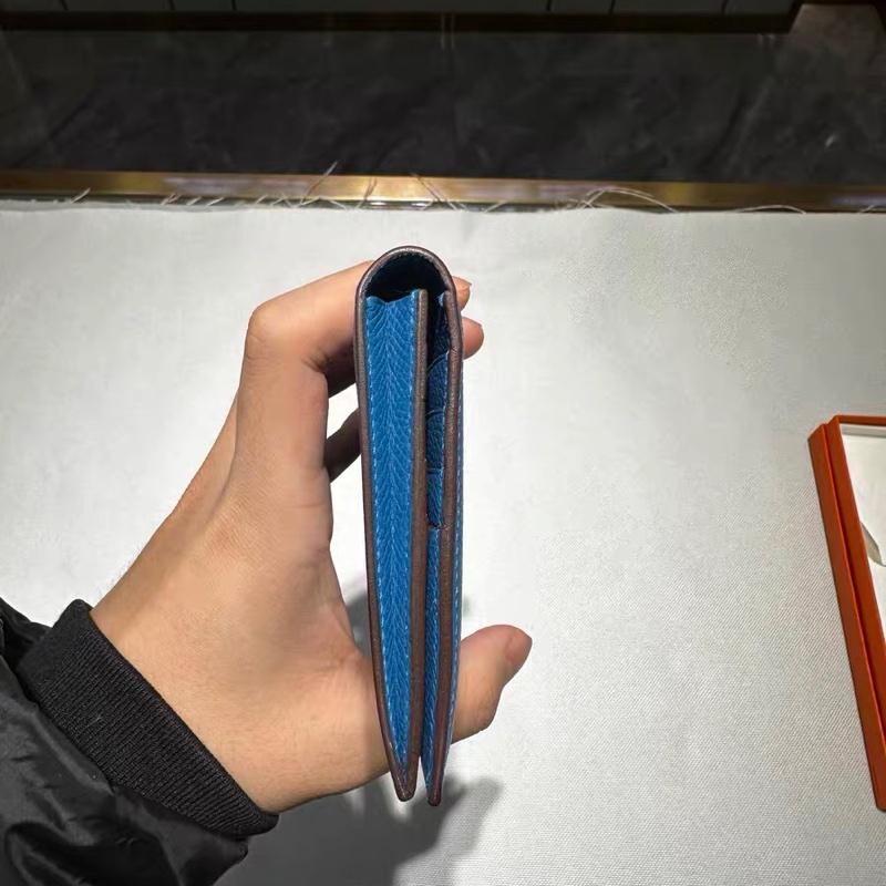 愛馬仕 Hermès Epsom 皮長夾|藍色|極簡無扣設計|男生女生都適合-4