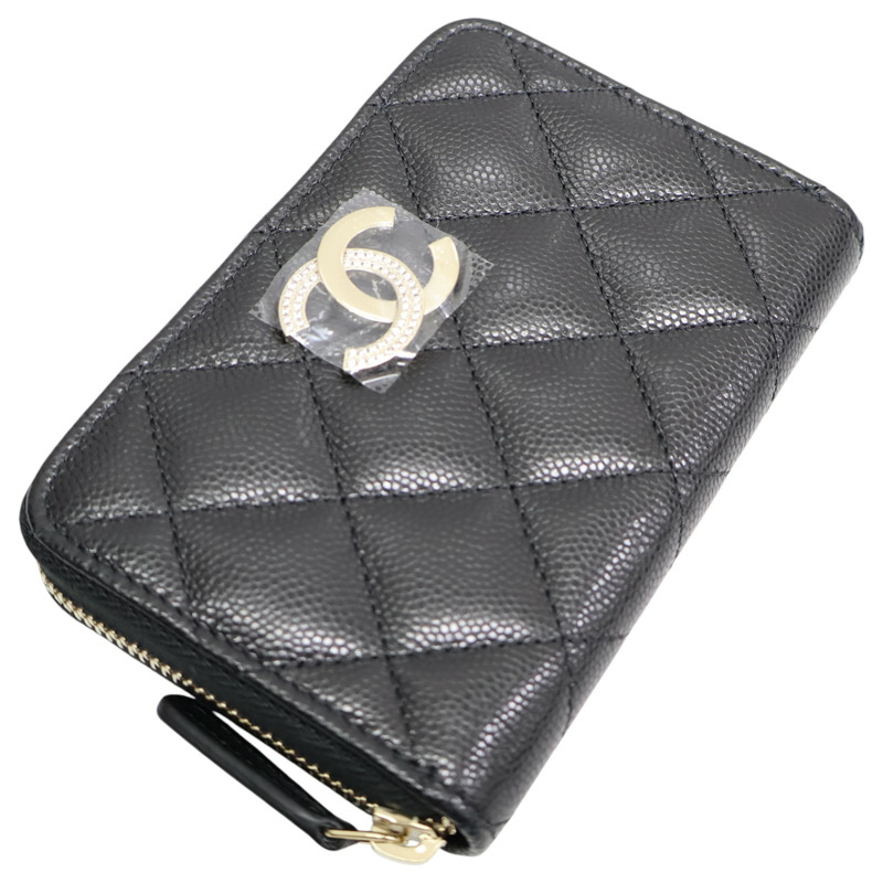 黑色 菱格紋 牛皮 拉鍊 零錢包【CHANEL 香奈兒】-2