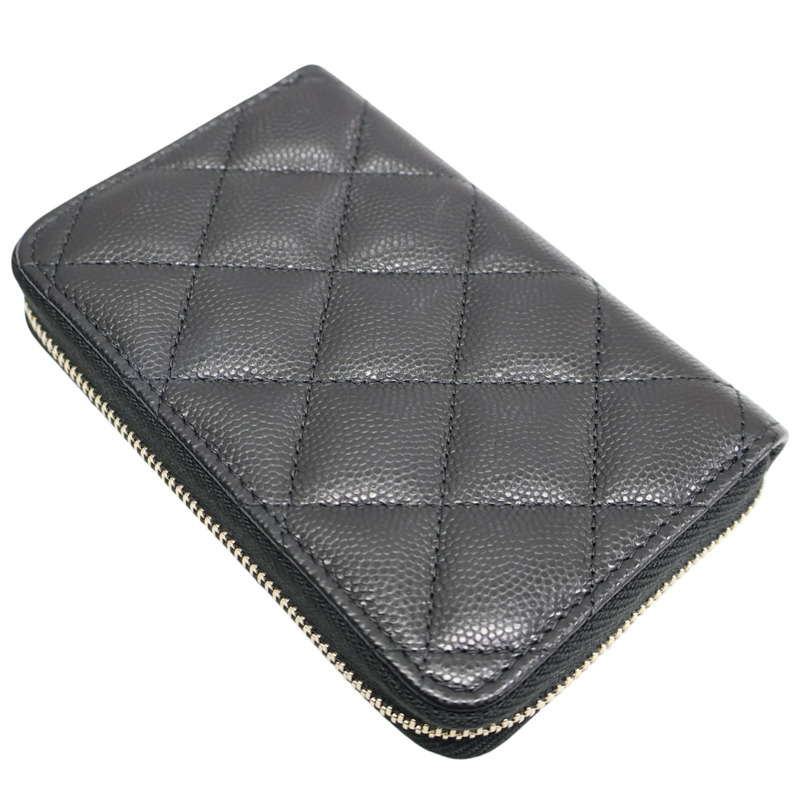 黑色 菱格紋 牛皮 拉鍊 零錢包【CHANEL 香奈兒】-3