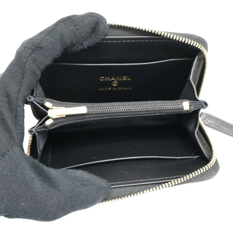 黑色 菱格紋 牛皮 拉鍊 零錢包【CHANEL 香奈兒】-4