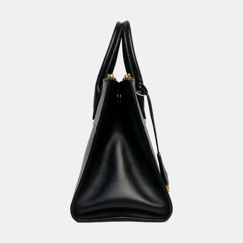 PRADA Bibliotheque黑色牛皮十字紋單肩包手提包斜挎包金色五金可拆卸肩帶-3