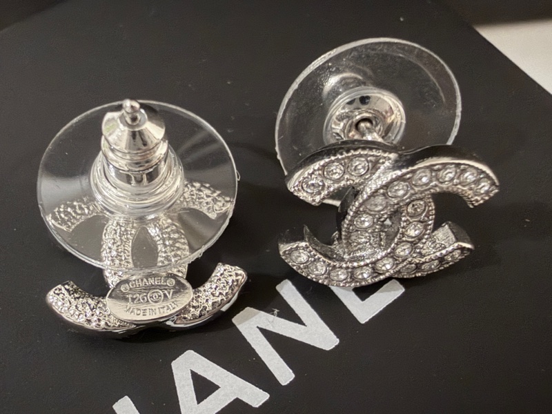 全新香奈兒chanel最經典mini水鑽雙C耳針1.2cm-3