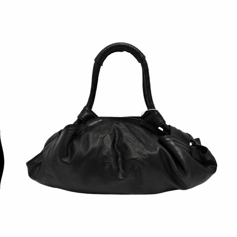 LOEWE Aire黑色牛皮壓紋手提包金色五金