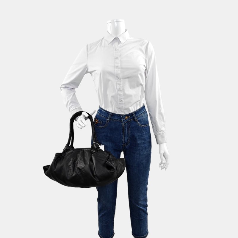 LOEWE Aire黑色牛皮壓紋手提包金色五金-1