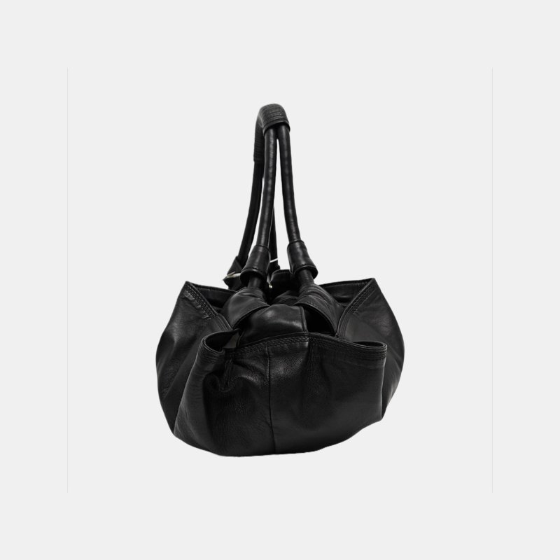 LOEWE Aire黑色牛皮壓紋手提包金色五金-3