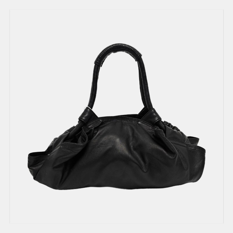 LOEWE Aire黑色牛皮壓紋手提包金色五金-4