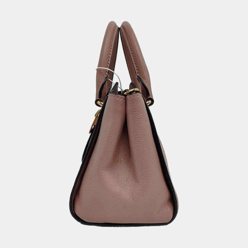 BURBERRY Buckle豆沙色牛皮單肩包手提包金色五金2條可拆卸肩帶-2