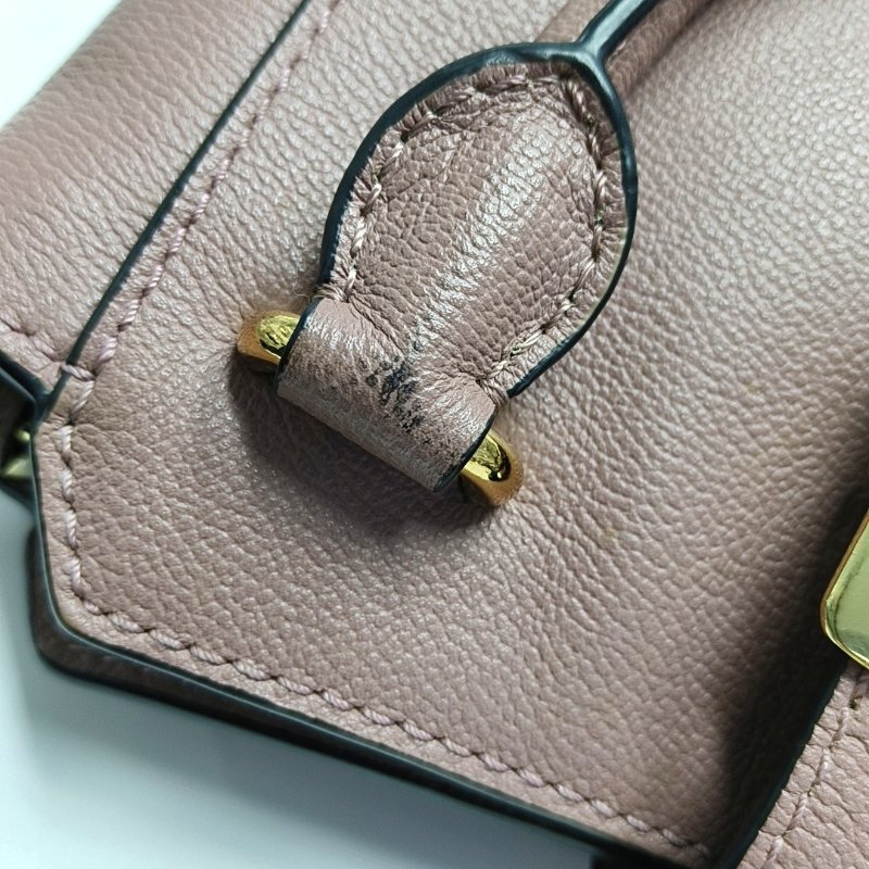 BURBERRY Buckle豆沙色牛皮單肩包手提包金色五金2條可拆卸肩帶-10