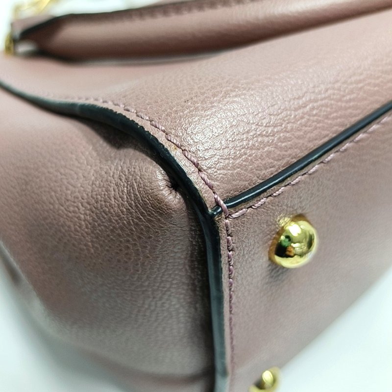 BURBERRY Buckle豆沙色牛皮單肩包手提包金色五金2條可拆卸肩帶-12