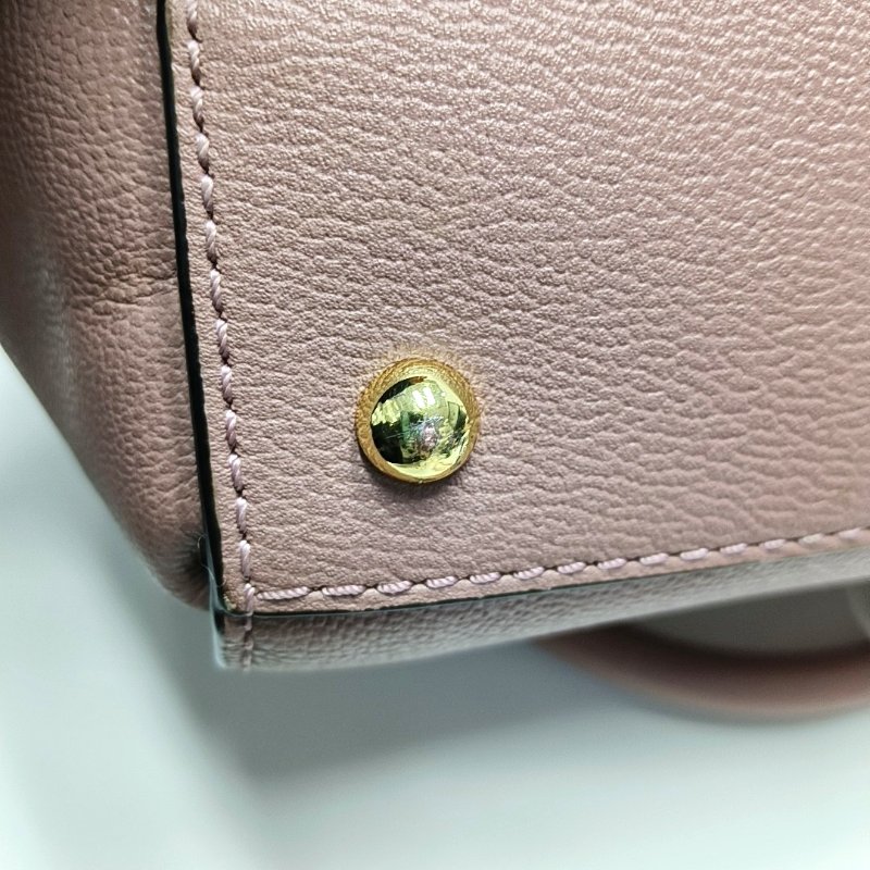 BURBERRY Buckle豆沙色牛皮單肩包手提包金色五金2條可拆卸肩帶-13