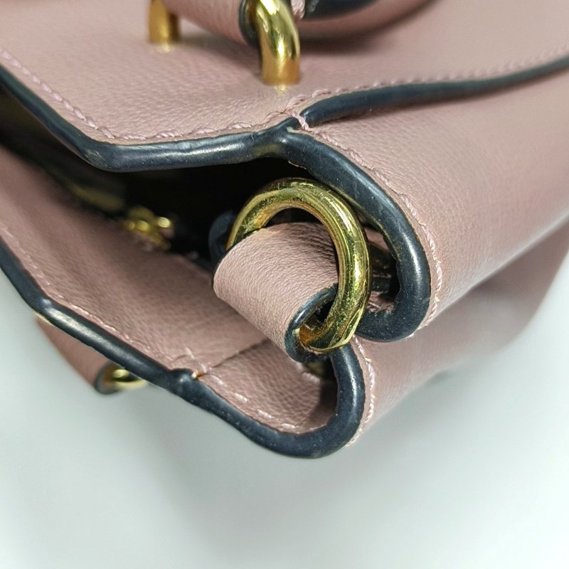 BURBERRY Buckle豆沙色牛皮單肩包手提包金色五金2條可拆卸肩帶-14