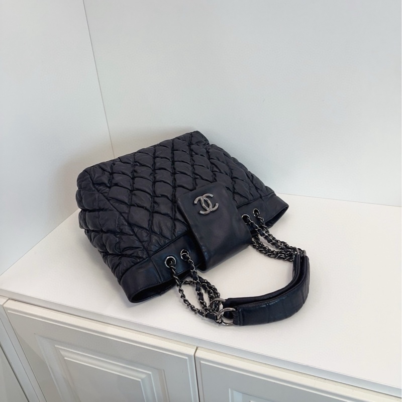 ✨Chanel 牛皮黑銀泡芙tote包 內外乾淨 98新🖤-6
