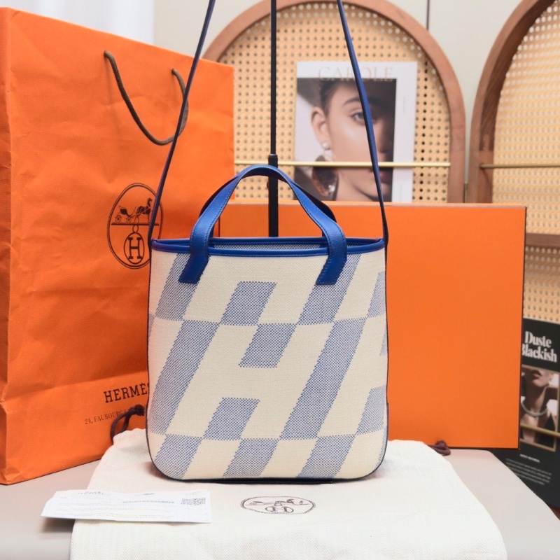 HERMES CabasH En Biais 27帆布手提包26*24*8.5 98新配件盒子塵袋購證-1