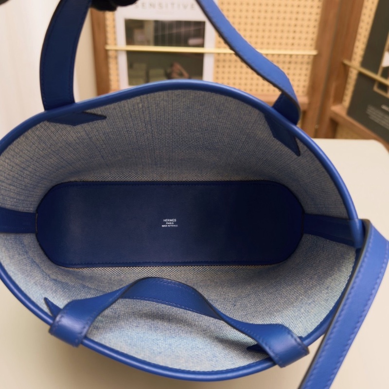 HERMES CabasH En Biais 27帆布手提包26*24*8.5 98新配件盒子塵袋購證-2