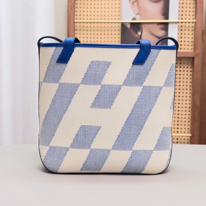 HERMES CabasH En Biais 27帆布手提包26*24*8.5 98新配件盒子塵袋購證-6