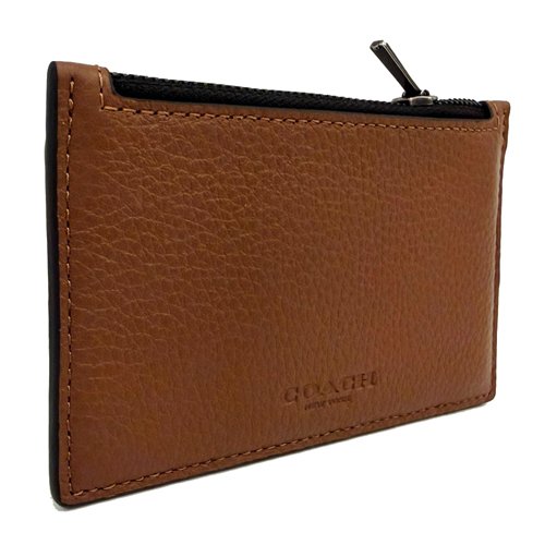 [全新] COACH 素面牛皮男款信用卡名片卡夾零錢包(咖-1