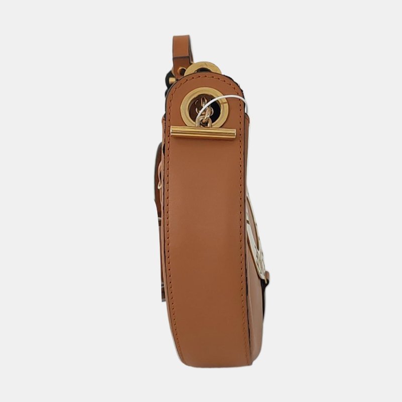 LOEWE Joyce棕色牛皮單肩包斜挎包金色五金可拆卸肩帶-3