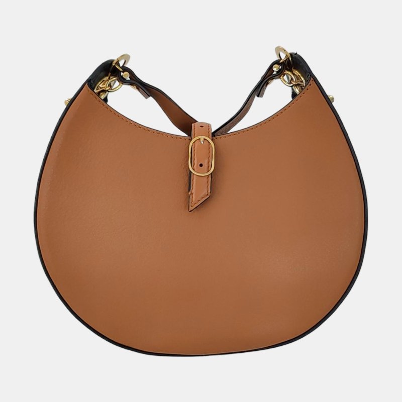 LOEWE Joyce棕色牛皮單肩包斜挎包金色五金可拆卸肩帶-4