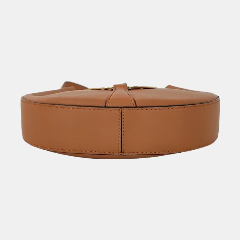 LOEWE Joyce棕色牛皮單肩包斜挎包金色五金可拆卸肩帶-5