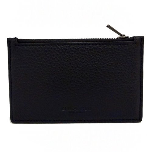 [全新] COACH  素面牛皮男款信用卡名片卡夾零錢包(黑)-2
