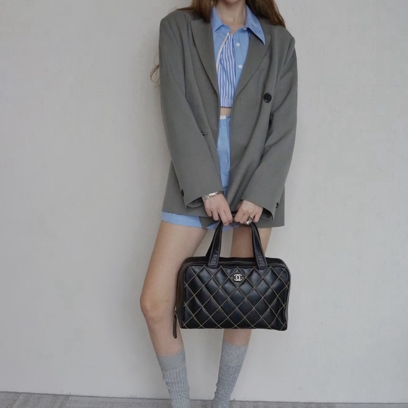 ✨Chanel 牛皮黑銀 波士頓保齡球 太好看 性價比超高😎-2