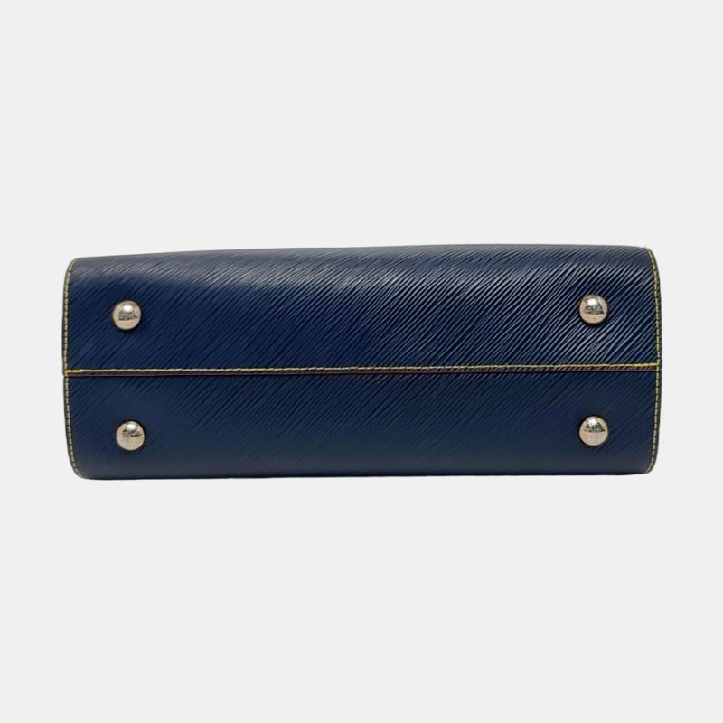 LOUIS VUITTON TWIST深藍色EPI牛皮水波紋單肩包手提包銀色五金可拆卸肩帶-5