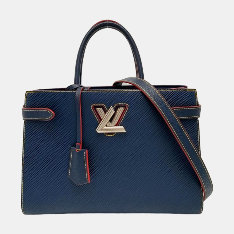 LOUIS VUITTON TWIST深藍色EPI牛皮水波紋單肩包手提包銀色五金可拆卸肩帶-7