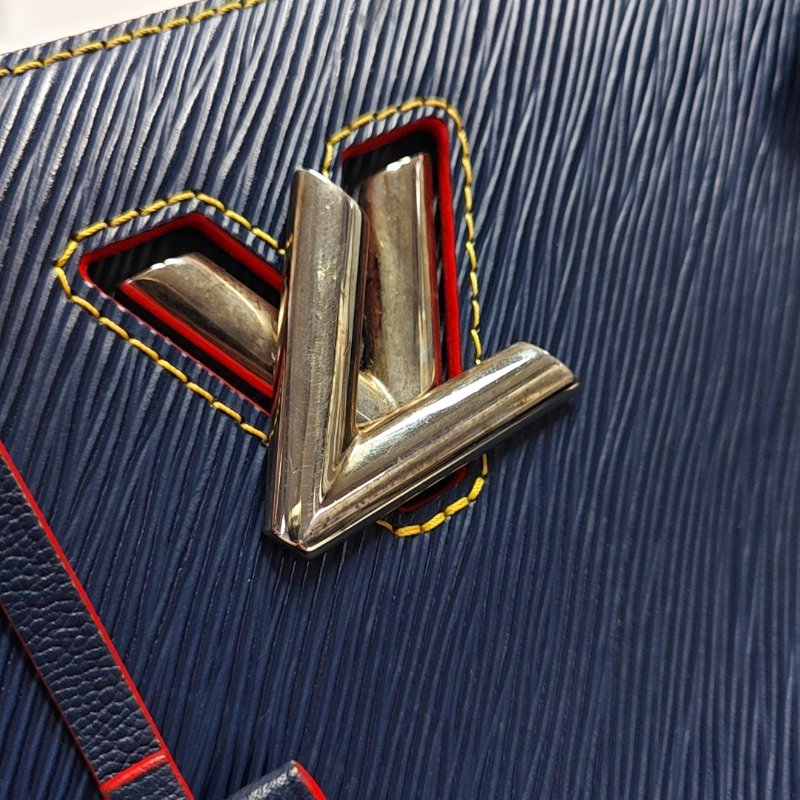 LOUIS VUITTON TWIST深藍色EPI牛皮水波紋單肩包手提包銀色五金可拆卸肩帶-9