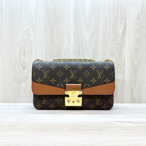 LV原花拼焦糖牛皮 Marceau 下蓋肩背包M46127