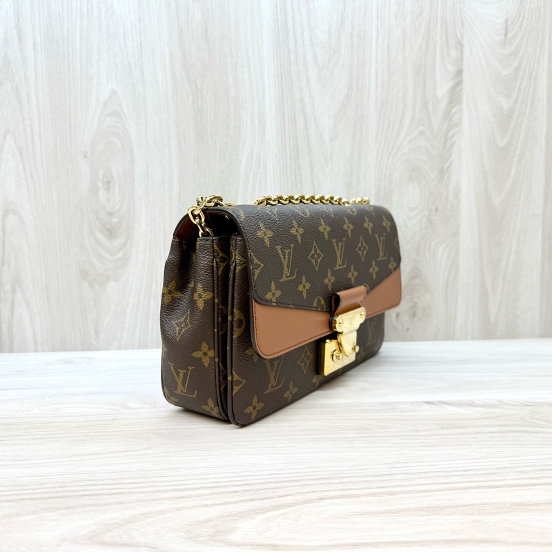 LV原花拼焦糖牛皮 Marceau 下蓋肩背包M46127-3