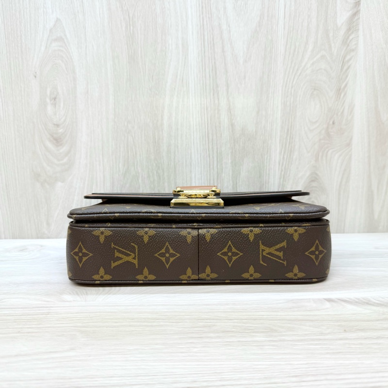 LV原花拼焦糖牛皮 Marceau 下蓋肩背包M46127-4