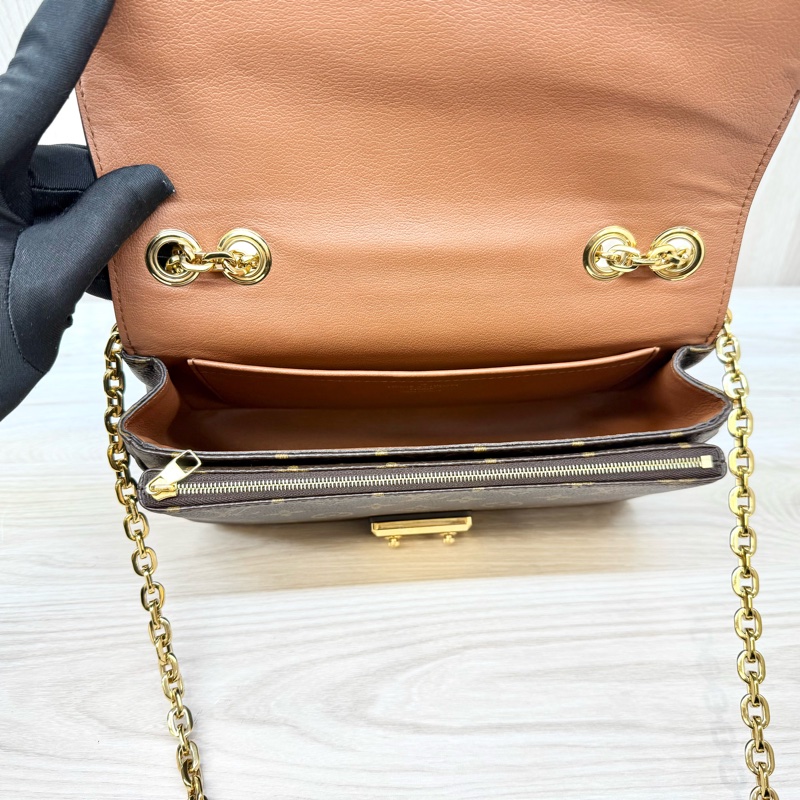 LV原花拼焦糖牛皮 Marceau 下蓋肩背包M46127-7