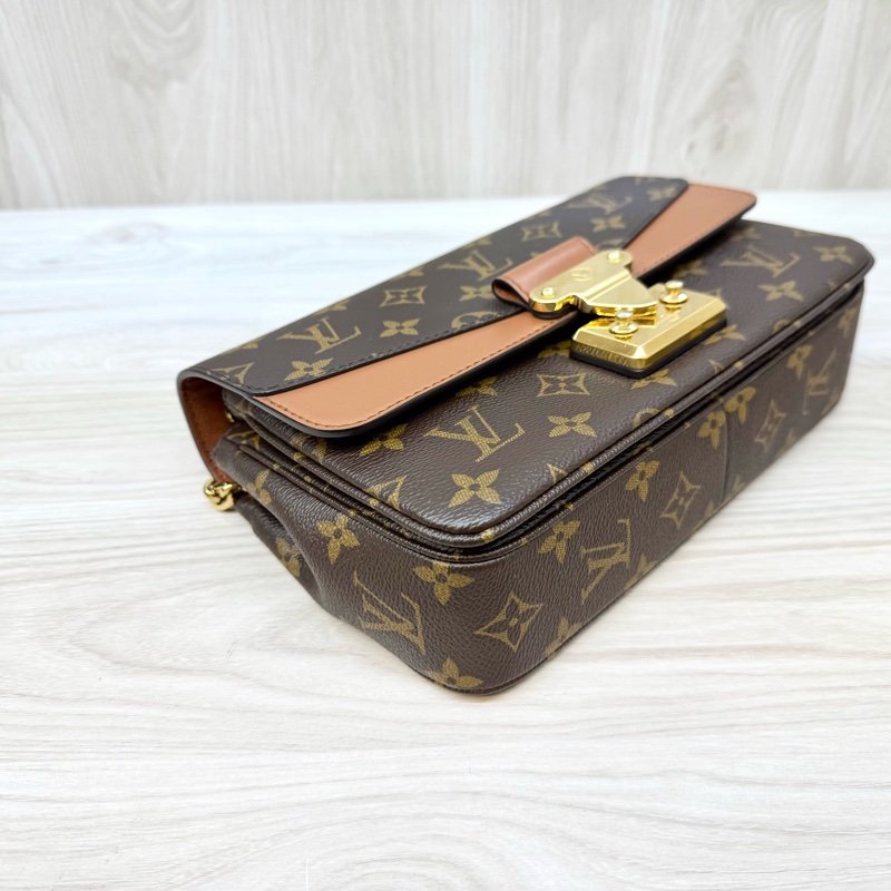 LV原花拼焦糖牛皮 Marceau 下蓋肩背包M46127-11