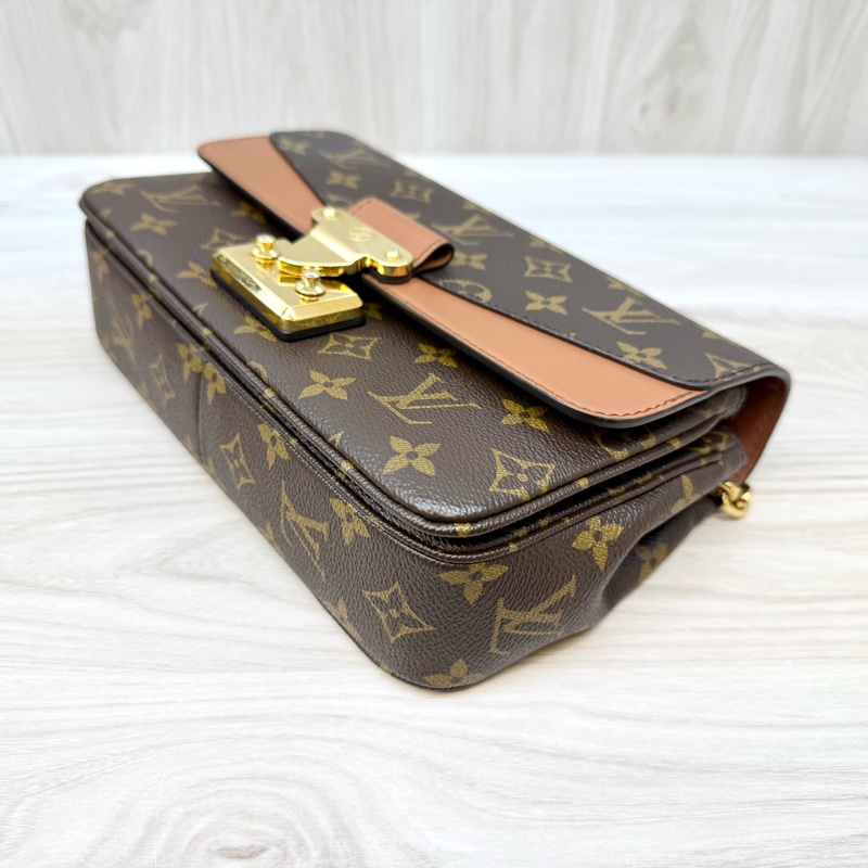 LV原花拼焦糖牛皮 Marceau 下蓋肩背包M46127-12