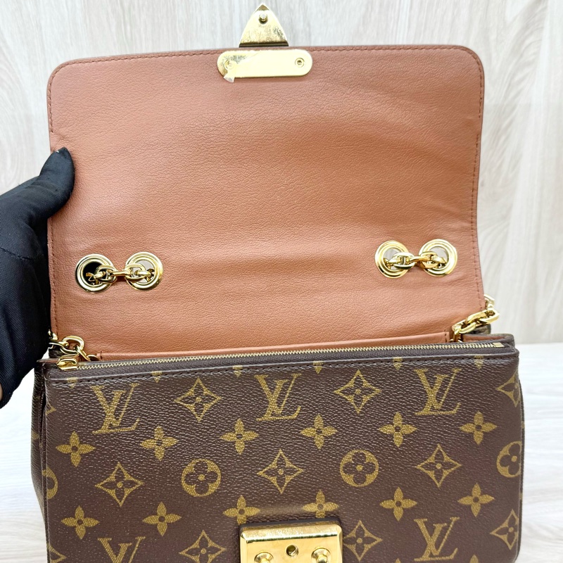 LV原花拼焦糖牛皮 Marceau 下蓋肩背包M46127-13