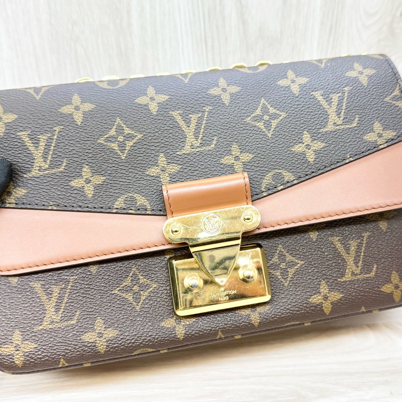 LV原花拼焦糖牛皮 Marceau 下蓋肩背包M46127-14