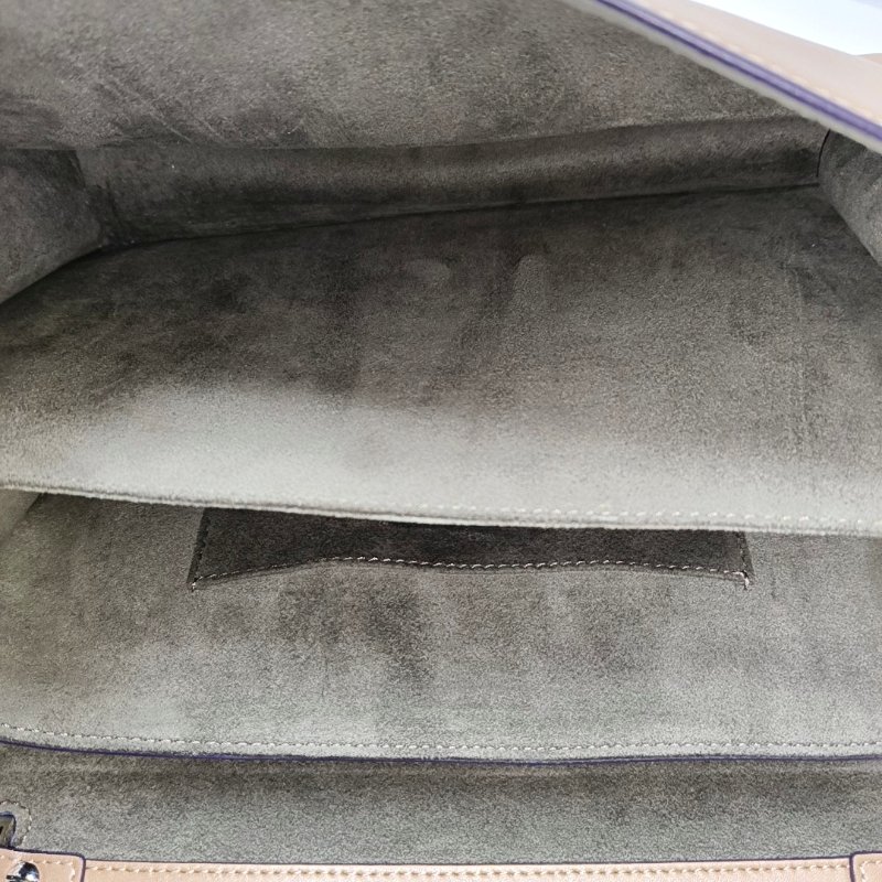 FENDI Kan I 中號棕色牛皮鉚釘單肩包斜挎包手提包銀色黃色五金2條可拆卸肩帶-6