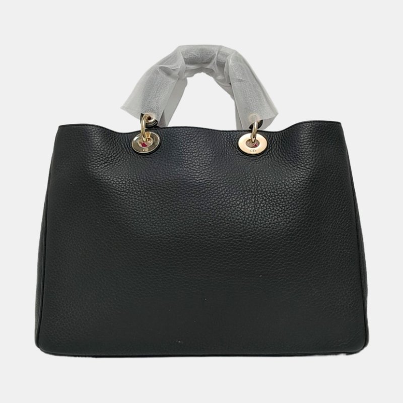 DIOR Diorissimo大號黑色牛皮手提包單肩包斜挎包金色五金-4